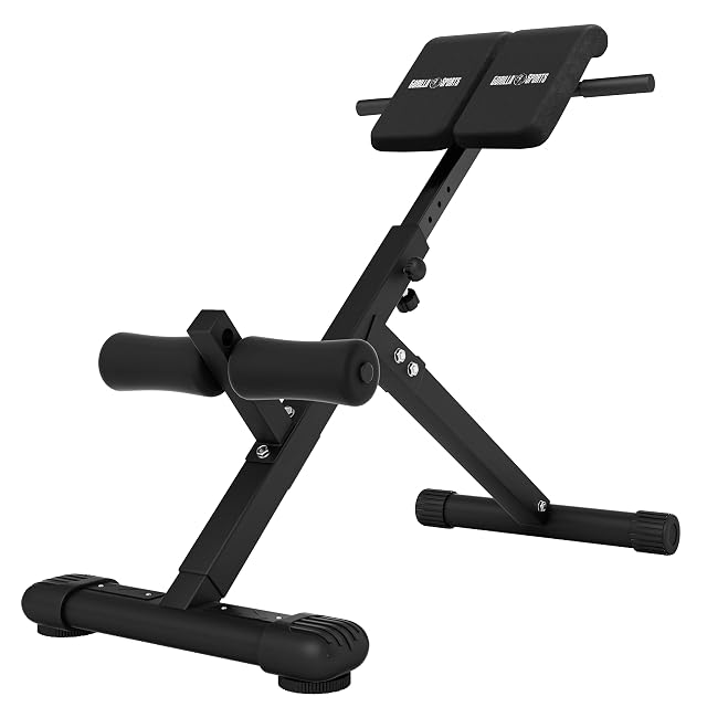 Banc d’hyperextension pliable GORILLA SPORTS avec coussin abdominal fendu