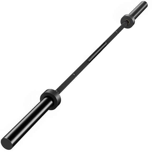 Barre olympique SPORTNOW de 180 cm avec manchons rotatifs de 50 mm rallongés et fût moleté