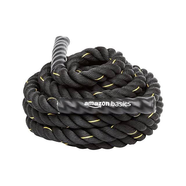 Corde ondulatoire noire Amazon Basics, 12 m sur 3,8 cm, enroulée