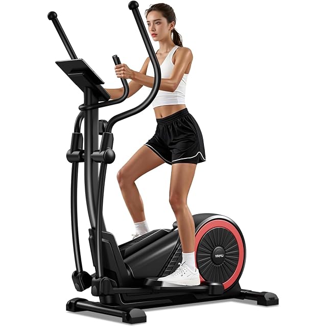 Vélo elliptique CURSOR FITNESS avec bâti acier, prises à capteurs de pouls et écran LCD