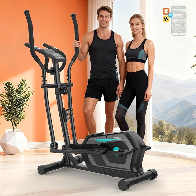 Vélo elliptique magnétique Neezee avec écran LCD, capteurs de pouls et porte-bouteille