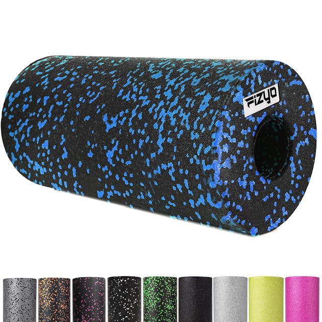 Rouleau FIZYO noir moucheté de bleu, cœur creux à une extrémité, neuf autres coloris alignés dessous