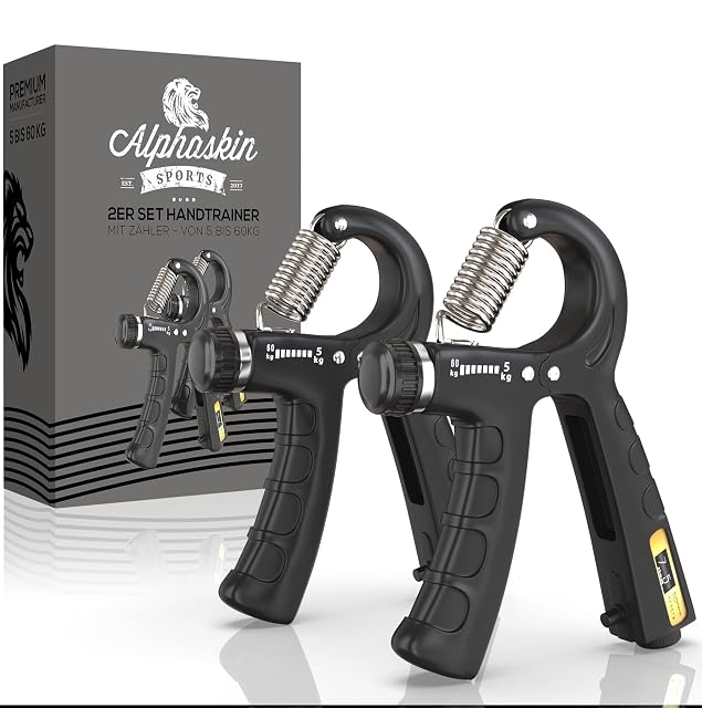Paire de poignées de musculation ALPHASKIN noires avec compteurs