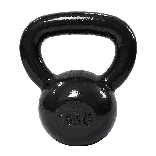 Kettlebell en fonte Amazon Basics peinte en noir, 16 kg