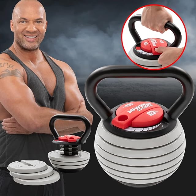 Kettlebell réglable Miweba Sports KB-300 gris clair avec base caoutchouc