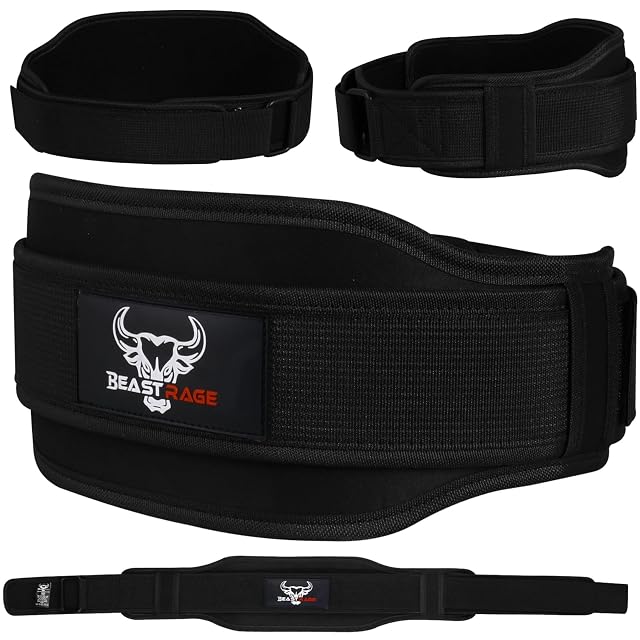 Large ceinture de musculation BEAST RAGE en néoprène rembourré à fermeture auto-agrippante