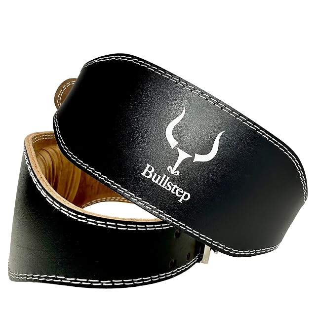 Ceinture de force Bullstep en cuir noir avec boucle à rouleau en acier inoxydable
