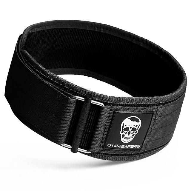 Ceinture de force Gymreapers en néoprène noir avec boucle métallique autobloquante à ouverture rapide