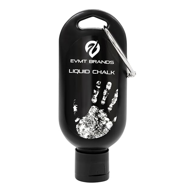 Flacon EVMT Brands noir imprimé d’une empreinte de main blanche, un mousqueton acier clipsé en haut
