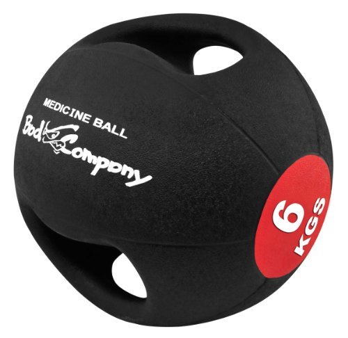 Médecine-ball Bad Company Pro-Grip avec doubles poignées et surface caoutchouc alvéolée