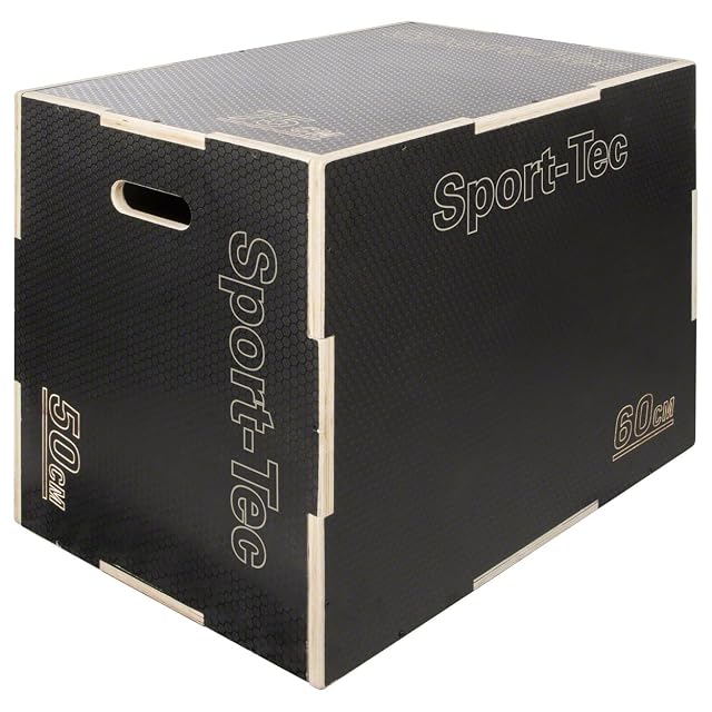 Box de saut en bois Sport-Tec 3-en-1, 75 sur 60 sur 50 cm
