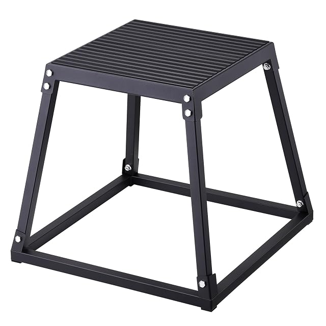 Box de saut pliométrique VEVOR en acier noir avec surface supérieure en silicone texturé