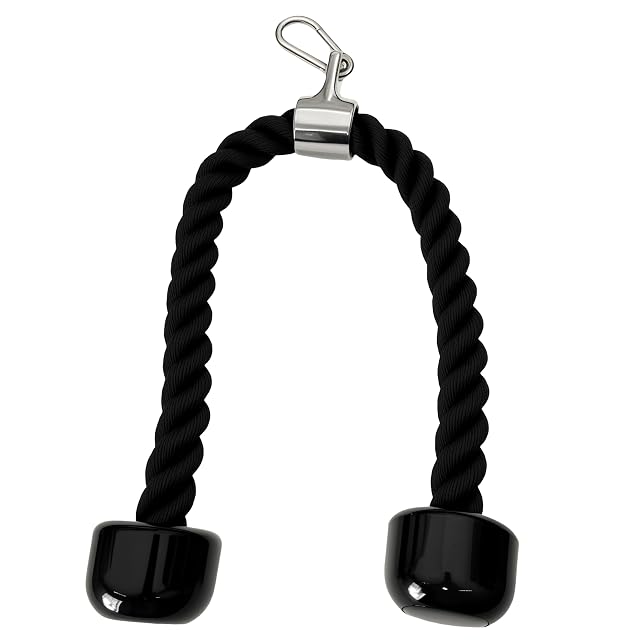 Corde qibylift en nylon torsadé noir avec embouts moulés et clip pivotant chromé en haut