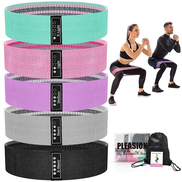 Jeu PLEASION de cinq bandes élastiques en tissu de cinq couleurs