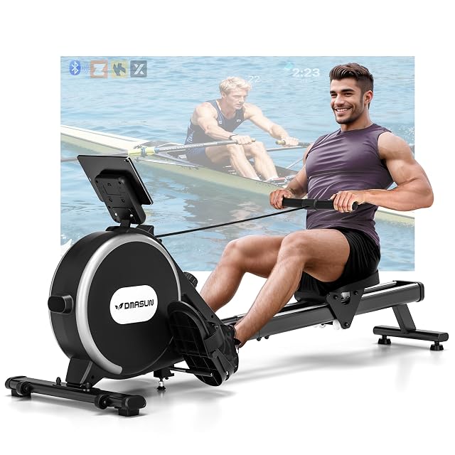 Rameur magnétique pliable DMASUN avec doubles rails de glissement améliorés