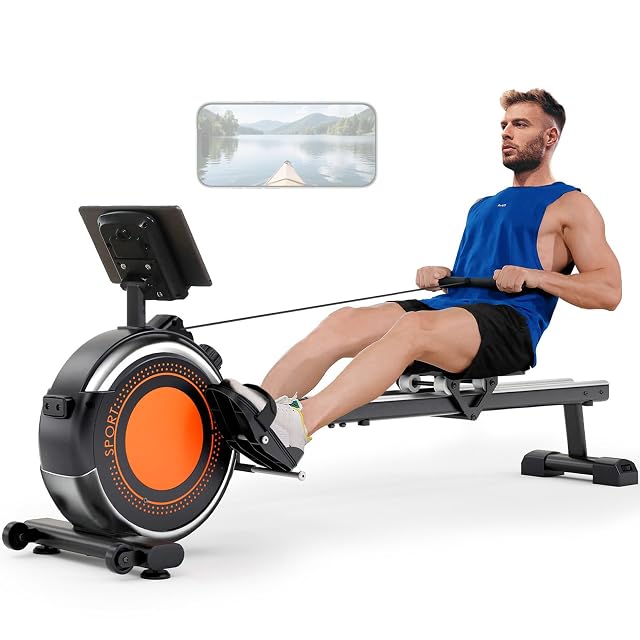 Rameur magnétique Dripex avec doubles rails de glissement en acier et écran LCD