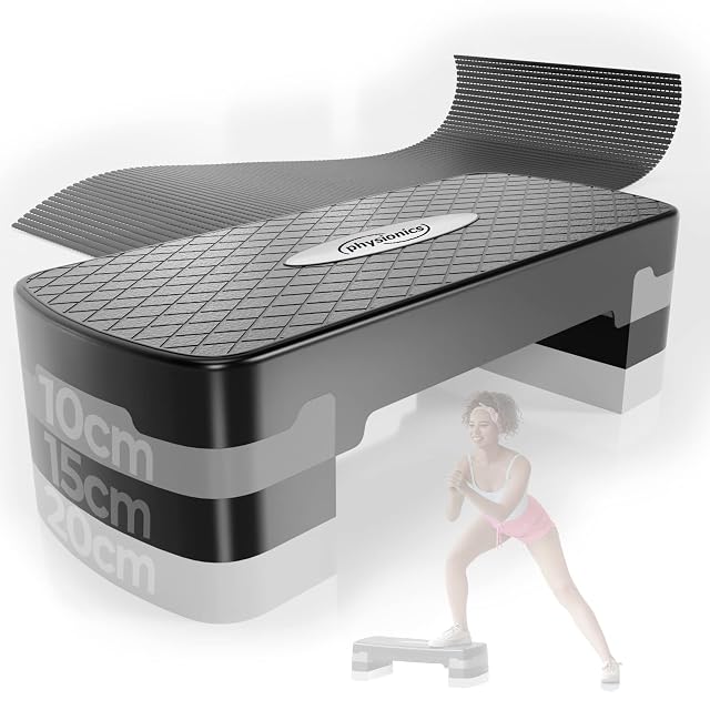 Planche de step PHYSIONICS avec surface caoutchouc antidérapante et trois hauteurs de réglage