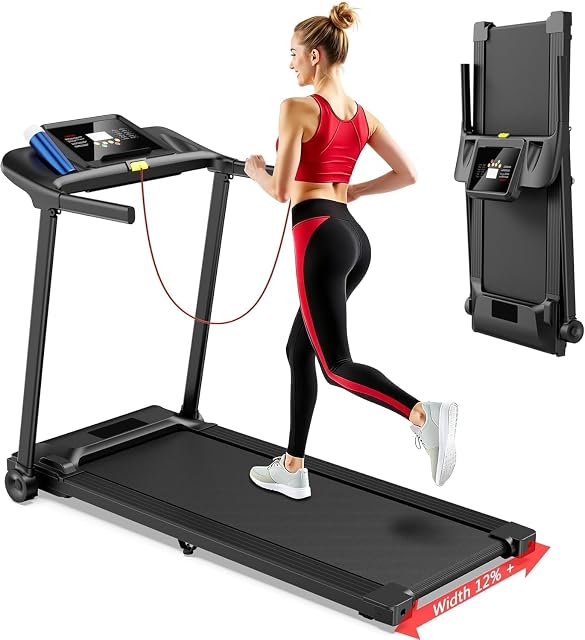 Tapis de course pliable Avnbdao avec bande de course large et écran de programmes