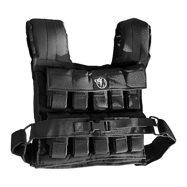 Gilet lesté GORILLA SPORTS noir avec lests amovibles en fer et logo brodé