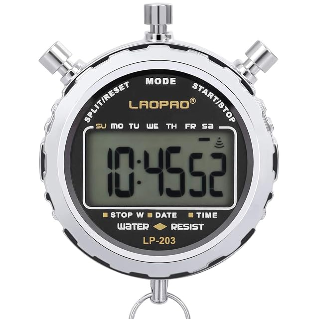 Chronomètre numérique à main LAOPAO argenté en acier inoxydable