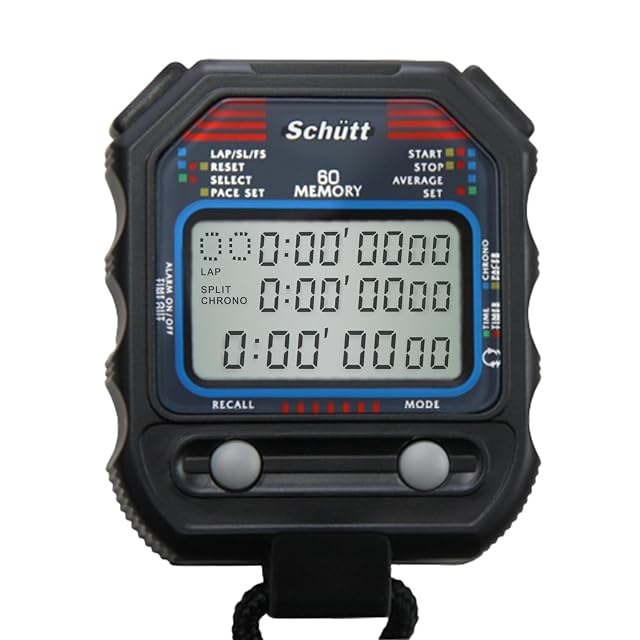 Chronomètre professionnel Schütt PC-90 avec affichage à trois lignes et cordon de cou